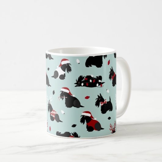 Christmas Scottish Terrier Blue Kaffeetasse (VorderseiteRechts)