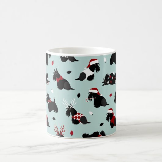 Christmas Scottish Terrier Blue Kaffeetasse (Mittel)