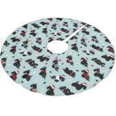 Christmas Scottish Terrier Blue Polyester Weihnachtsbaumdecke (Schrägansicht)