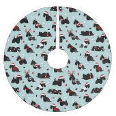 Christmas Scottish Terrier Blue Polyester Weihnachtsbaumdecke (Vorderseite)
