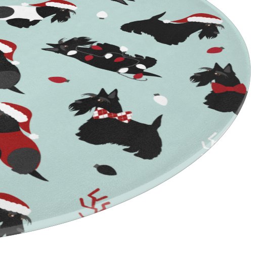 Christmas Scottish Terrier Blue Schneidebrett (Ecke)