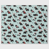 Christmas Scottish Terrier Blue Wrapping Paper Geschenkpapier (Flach)