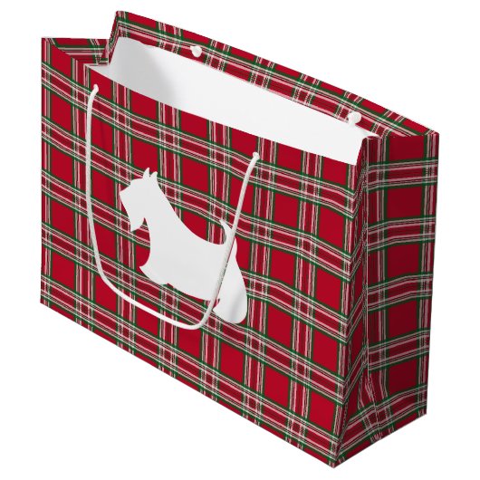 Christmas Scottish Terrier Gift Bag Große Geschenktüte (Vorderseite Schrägansicht)
