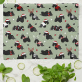 Christmas Scottish Terrier Green Geschirrtuch (Gefaltet)