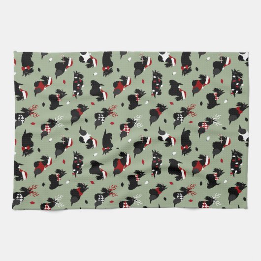 Christmas Scottish Terrier Green Geschirrtuch (Horizontal)