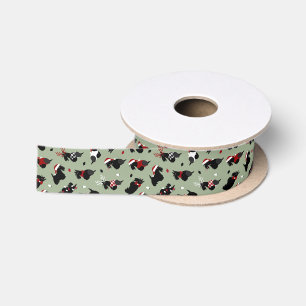 Christmas Scottish Terrier Green Satinband