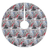 Christmas Scottish Terrier mit Weihnachtsmannmütze Polyester Weihnachtsbaumdecke (Vorderseite)