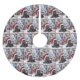 Christmas Scottish Terrier mit Weihnachtsmannmütze Polyester Weihnachtsbaumdecke