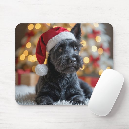 Christmas Scottish Terrier On Fur Mousepad (Mit Mouse)