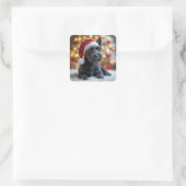 Christmas Scottish Terrier On Fur Quadratischer Aufkleber (Tasche)
