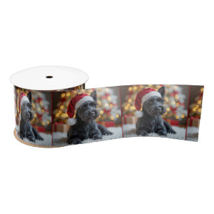 Christmas Scottish Terrier On Fur Satinband