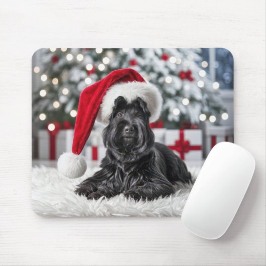 Christmas Scottish Terrier On White Rug Mousepad (Mit Mouse)