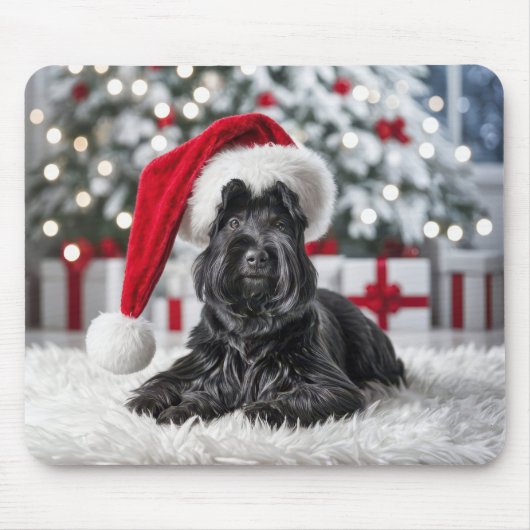 Christmas Scottish Terrier On White Rug Mousepad (Vorne)