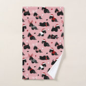 Christmas Scottish Terrier Pink Badhandtuch Set (Handtuch)