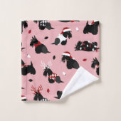 Christmas Scottish Terrier Pink Badhandtuch Set (Waschlappen)
