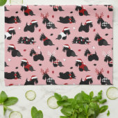 Christmas Scottish Terrier Pink Geschirrtuch (Gefaltet)