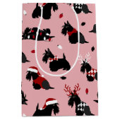 Christmas Scottish Terrier Pink Mittlere Geschenktüte (Vorderseite)
