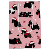Christmas Scottish Terrier Pink Mittlere Geschenktüte (Rückseite)