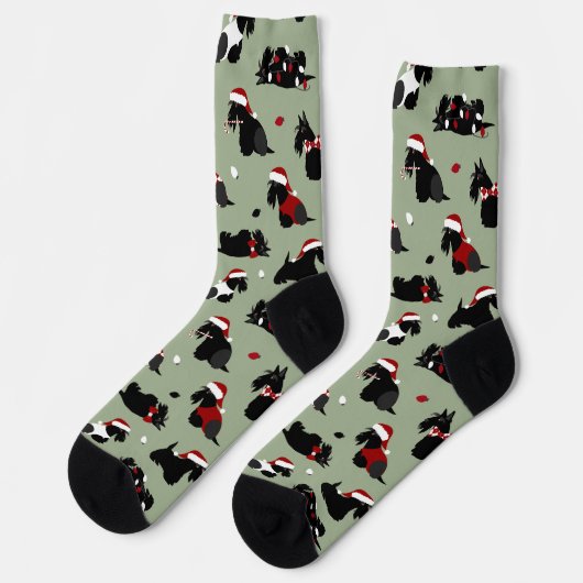 Christmas Scottish Terrier Socken (Linkes Detail)