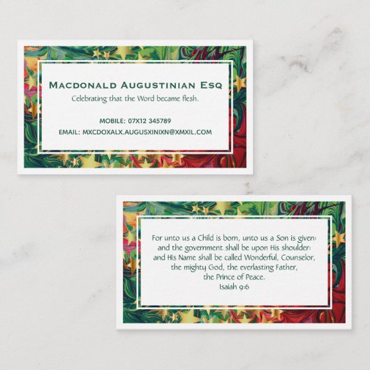 CHRISTMAS Scripting Personalisiert Evangelistisch Visitenkarte (Vorne/Hinten)