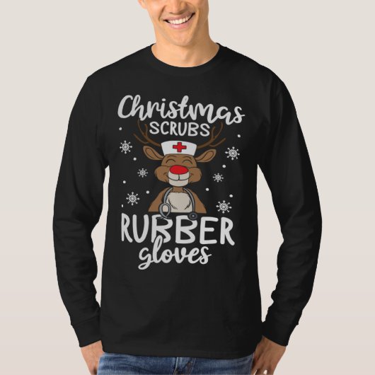 Christmas Scrubs Rubber Gloves Nursing Christmas T-Shirt (Vorderseite)