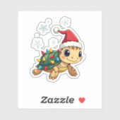 Christmas Sea Turtle Santa Xmas Men Women Boys Gir Aufkleber (Blatt)