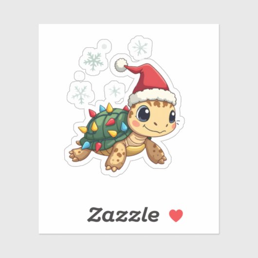 Christmas Sea Turtle Santa Xmas Men Women Boys Gir Aufkleber (Blatt)