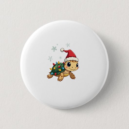 Christmas Sea Turtle Santa Xmas Men Women Boys Gir Button (Vorderseite)