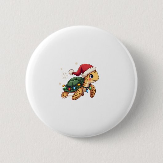Christmas Sea Turtle Santa Xmas Men Women Boys Gir Button (Vorderseite)