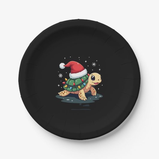 Christmas Sea Turtle Santa Xmas Men Women Boys Gir Pappteller (Vorderseite)