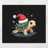 Christmas Sea Turtle Santa Xmas Men Women Boys Gir Schaumweinetikett (Einzelnes Label)
