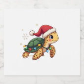 Christmas Sea Turtle Santa Xmas Men Women Boys Gir Schaumweinetikett (Einzelnes Label)