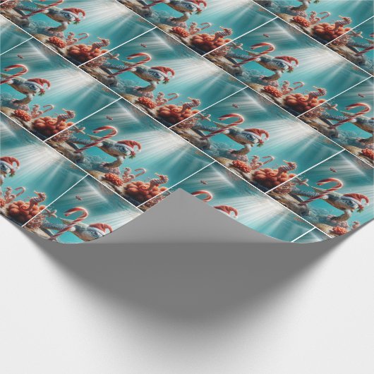 Christmas Sea Turtle With Candy Canes Geschenkpapier (Ecke)