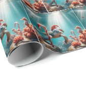 Christmas Sea Turtle With Candy Canes Geschenkpapier (Rolleneckpunkt)