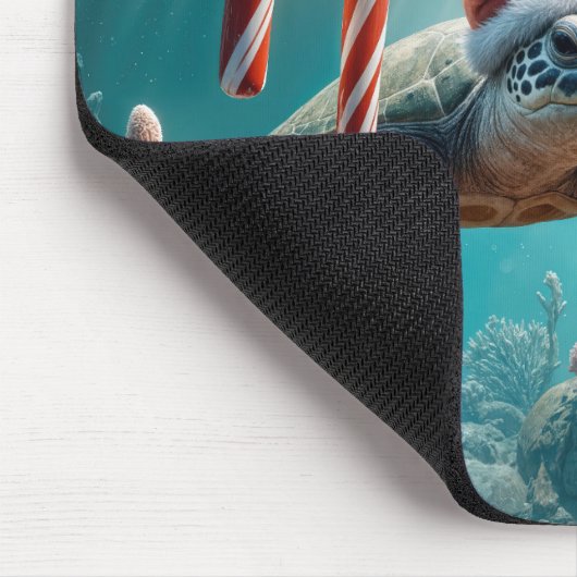 Christmas Sea Turtle With Candy Canes Mousepad (Ecke)