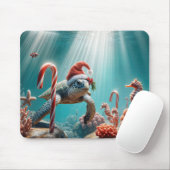 Christmas Sea Turtle With Candy Canes Mousepad (Mit Mouse)
