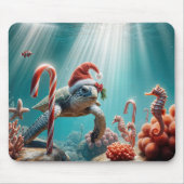 Christmas Sea Turtle With Candy Canes Mousepad (Vorne)