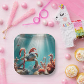 Christmas Sea Turtle With Candy Canes Pappteller (Party)