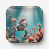 Christmas Sea Turtle With Candy Canes Pappteller (Vorderseite)