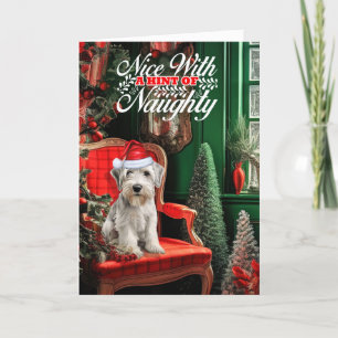 Christmas Sealyham Terrier Dog Naughty oder Nice Feiertagskarte