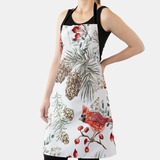 Christmas seamless pattern, Kardinal birds, Red be Schürze (InSitu)