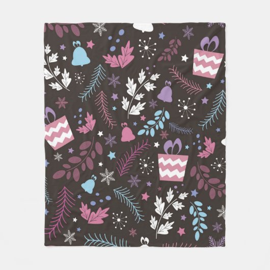 Christmas seamless pattern with tree,  snow,  gift fleecedecke (Vorderseite)