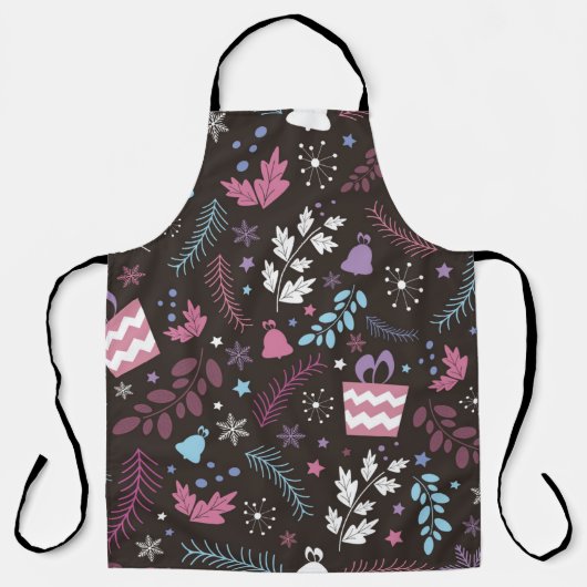 Christmas seamless pattern with tree,  snow,  gift schürze (Vorderseite)