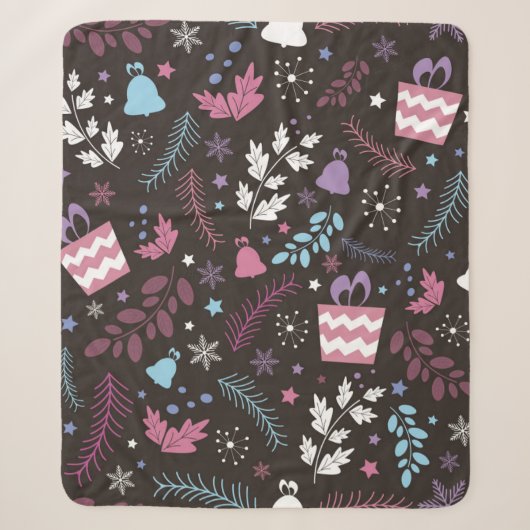 Christmas seamless pattern with tree,  snow,  gift sherpadecke (Vorderseite)