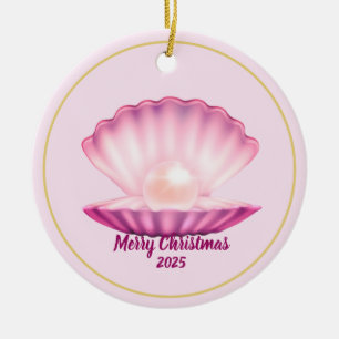 Christmas Seashell Pearl Keramik Ornament