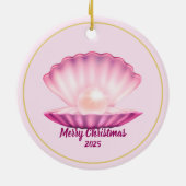 Christmas Seashell Pearl Keramik Ornament (Hinten)