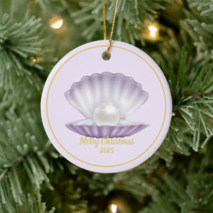 Christmas Seashell Pearl Keramik Ornament