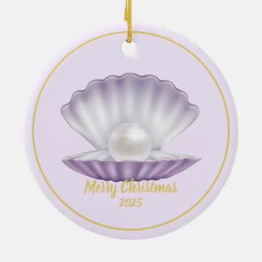 Christmas Seashell Pearl Keramik Ornament (Hinten)