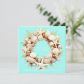 Christmas Seashells Starfish Pearls Blubbles Feiertagskarte (Stehend Vorderseite)