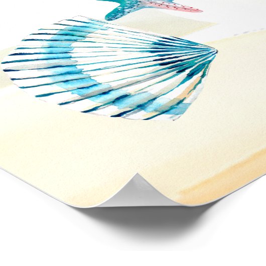 Christmas Seashells Tree Beach Party Welcome Poster (Ecke)